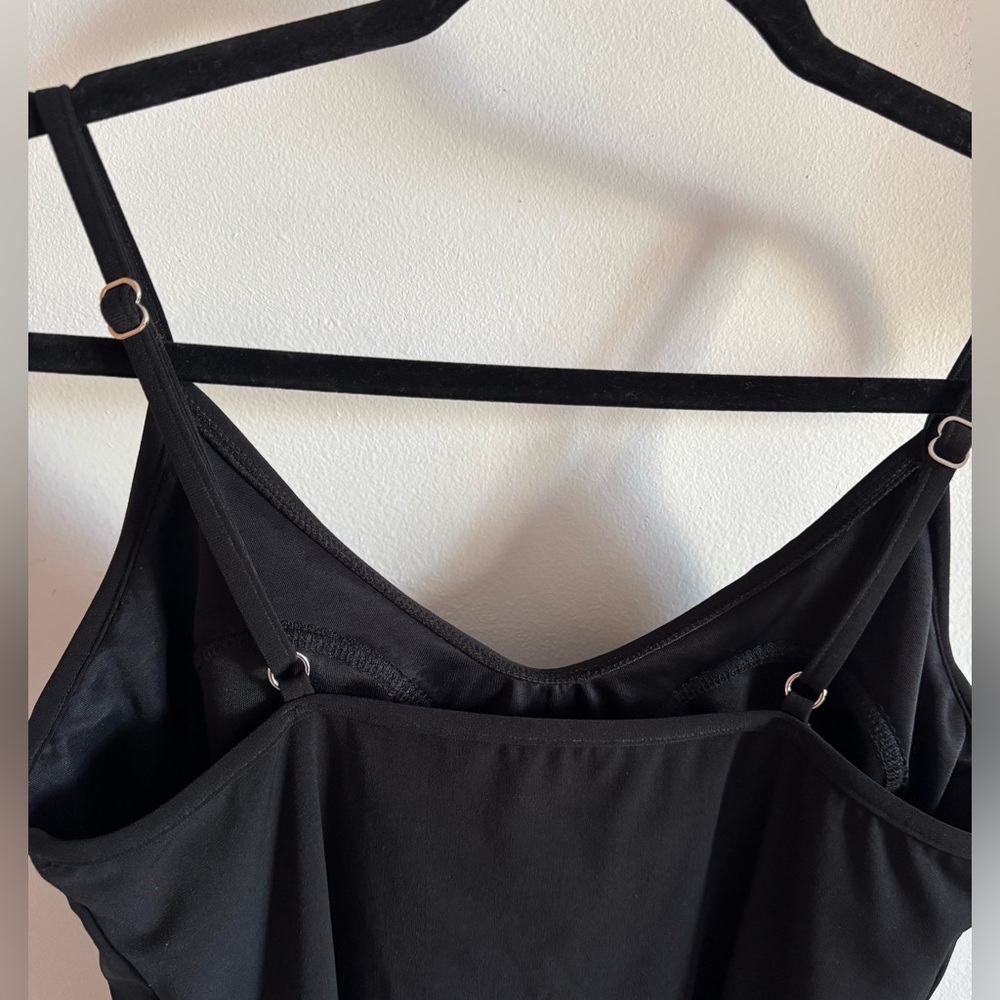 Magicsuit Tiered Ruffled Angled Tankini Swim Top Black Stretch Compression sz 12 - Picture 7 of 10